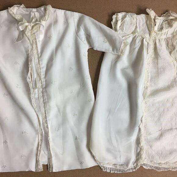 Baby Christening Set Dress Lined Coat Bow Vintage - Picture 1 of 8